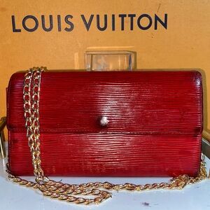 Authentic Louis Vuitton Red Epi Sarah Leather Wallet